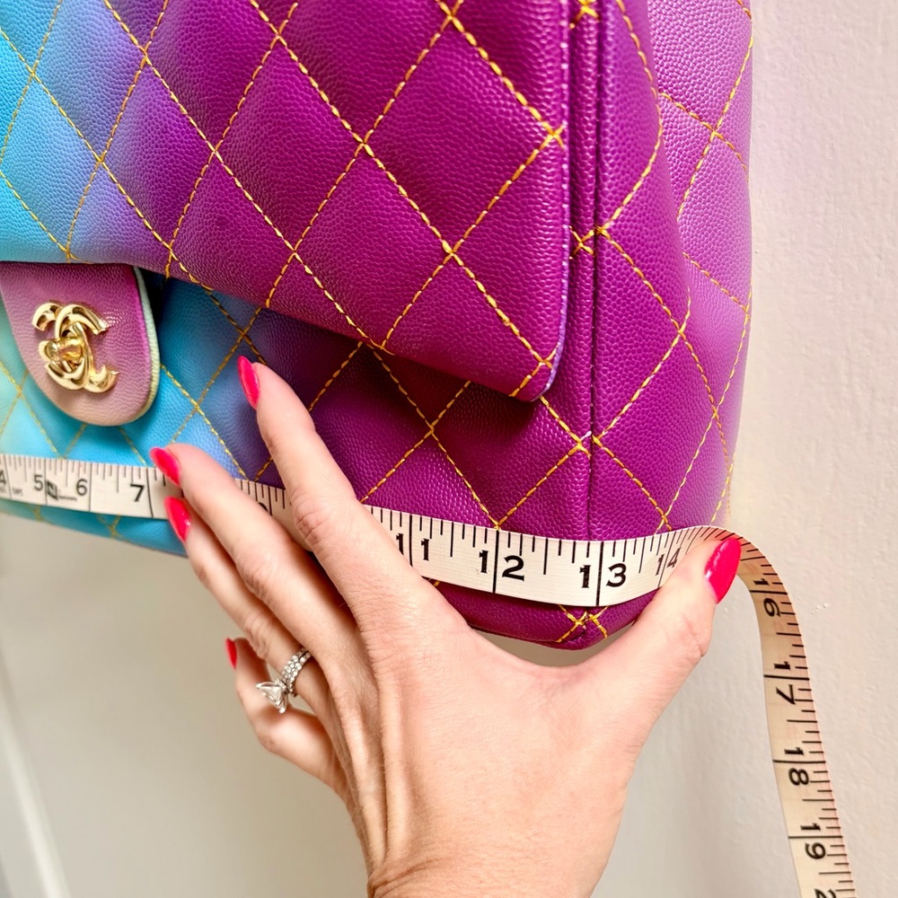 Gradient Quilted Shoulder Bag in Yellow Blue Purple - Designer Style - Picture 5 of 13